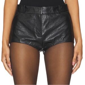 NWT Lamarque Black Annaise Hot Short in Black Croco LEATHER MINI SHORTS